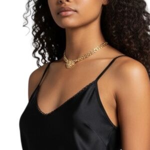 Lion Pendant Gold Plated Choker Necklace